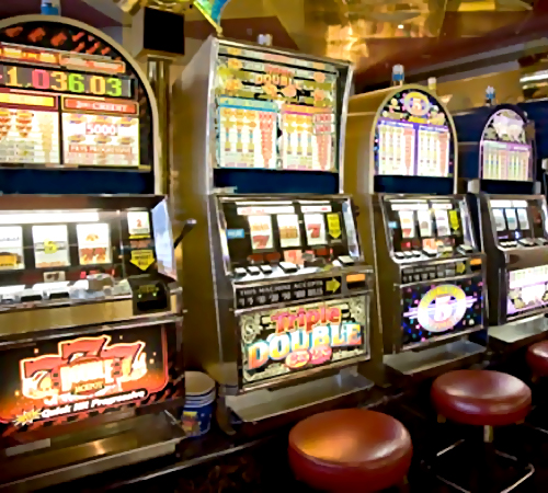 Row of slot machines in a cruise ship